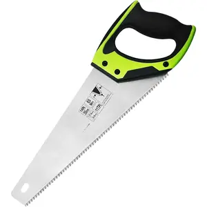 14 in. Pro Hand Saw, 11 TPI Fine-Cut Soft-Grip Hardpoint Handsaw Perfect for Sawing, Trimming, Gardening, Cutting Wood, Drywall, Plastic Pipes, Sharp Blade, Ergonomic Non-Slip Handle (green)