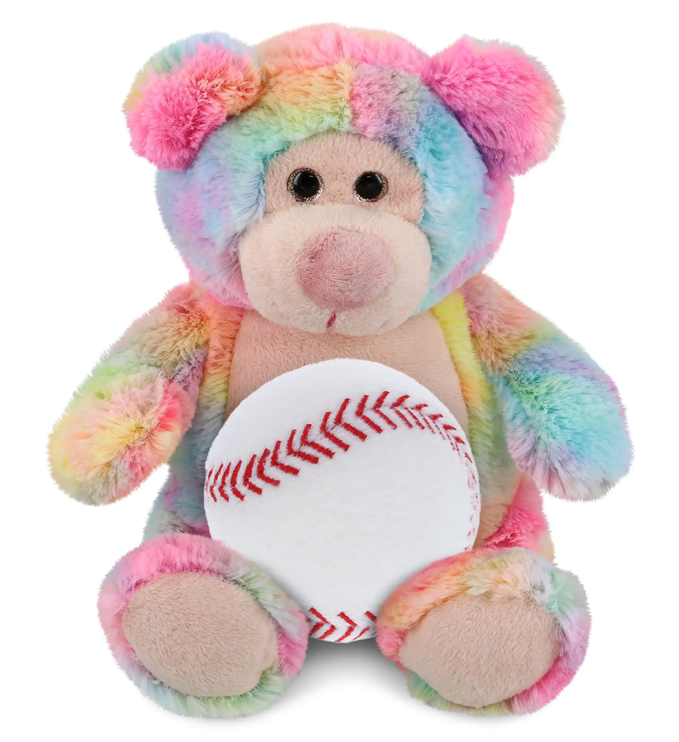 DOLLIBU 9" Super-Soft Rainbow Baseball Stuffed Plush Toy - Stuffed Plushies, Colorful Design, Suitable for Ages 0+