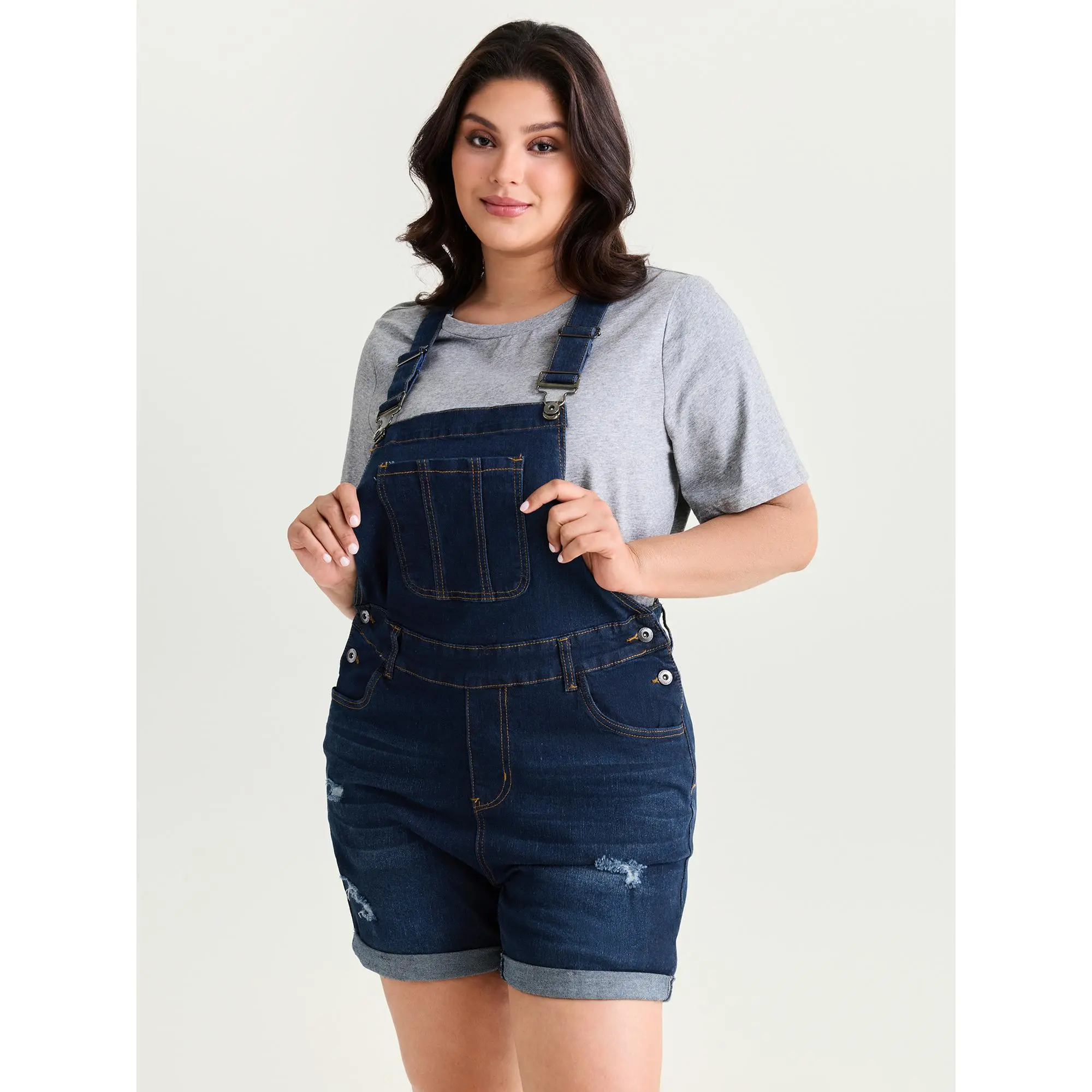 BLOOMCHIC Plus Size Stretchy Pockets Skinny-Fit Denim Overall Romper [M-6X] 2026 Spotlight,Summer wins,Deals for your days,Summerfinds