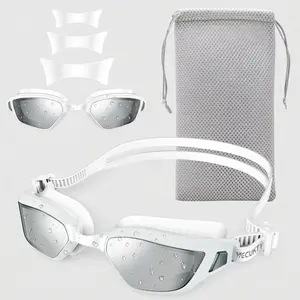 【Vecukty】White Anti-Fog Swim Goggles, Leak-Proof Silicone Frame, Stylish Sports Eyewear for Teens & Adults, Pool & Open Water