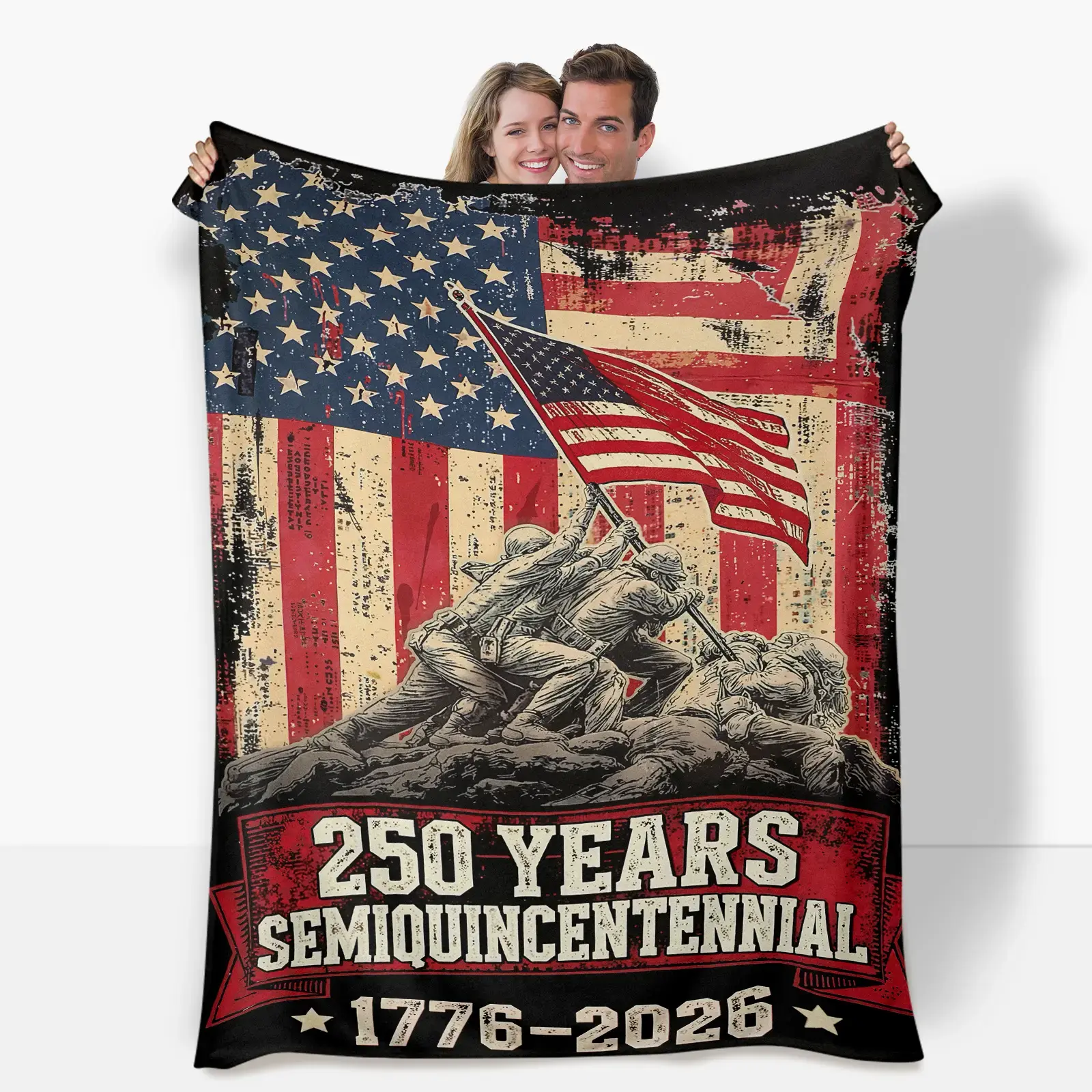 Independence Day Flag-Themed Flannel Blanket - Iconic Soldier Flag Motif, 250-Year Design, Ultra-Soft Insulated Material, Heat Insulation Keep Warm Decor & Nap Essential, Flag-Themed Blankets