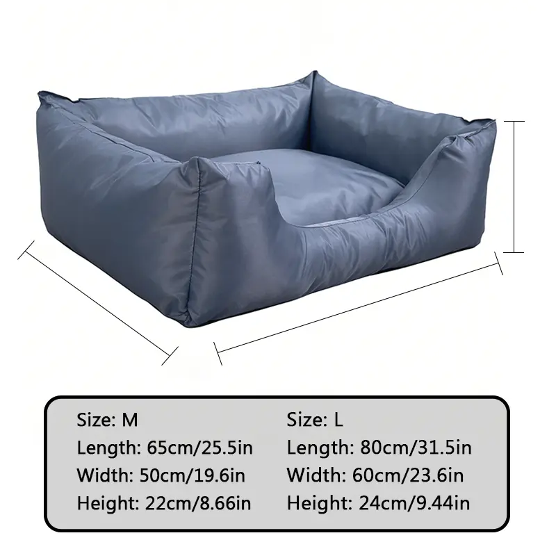 Waterproof Oxford Fabric Dog Bed, Bite-Resistant, Scratch-Resistant, Fur-Repellent, All-Season, Washable Removable Cover, Comfortable for Medium-Large Dogs, Essential Pet Care Supply