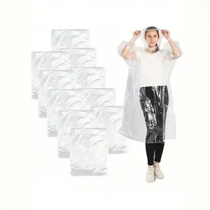 1-20pcs Disposable Heavy-Duty Raincoat With Windproof Hood, Portable Waterproof Poncho, For Travel And Outdoor Activities - Transparent And Disposable Travel Disposables Items Travel Hotel Essentials Outdoor Essentials Room Stuff Beach Travel Minis Period