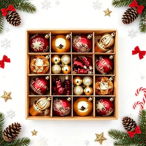 42-Piece Red and Gold Christmas Ornament Set 6cm Shatterproof Baubles for Christmas Trees, Wreaths, Weddings, Parties, and DIY Decor