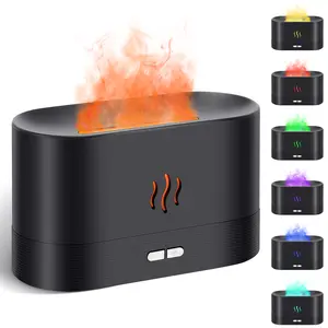 Essential Oil Diffuser, Colorful Flame Air Aroma Diffuser Humidifier, 7 Flame Colors Noiseless Essential Oil Diffuser for Home, Office, Yoga with Auto-Off Protection