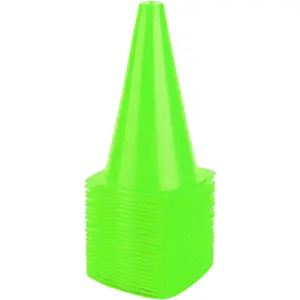 9 Inch Plastic Training Traffic Cones, Sport Cones, Agility Field Marker Cones for Soccer Basketball Football Drills Training, Outdoor Activity or Events - (Set of 10, 12, 15 or 24, 4 Colors) Fragraim