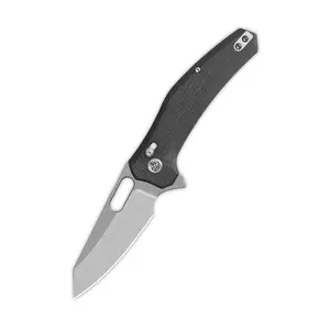 QSP Emu Folding Pocket Knife, 3.25" 14C28N Steel Blade EDC Knife, Glyde Lock, Ceramic Ball Bearings, Reversible SS Deep Carry Clip, Micarta Handle (Black)