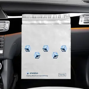 Sheebo 50 pcs Easy-Attach Stick-On Adhesive Disposable Car Trash Bag - Durable Leakproof Litter Bags for Cars, Kitchens, Office, Desktop, Camping, RVs