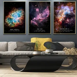 3 Piece Dark Starry Sky Decor Posters, Dreamy Galaxy Wall Art, Hotel Apartment Bedroom Canvas Paintings, Nordic Style Unframed Room Decoration, Space Theme Design, Modern Home Decor