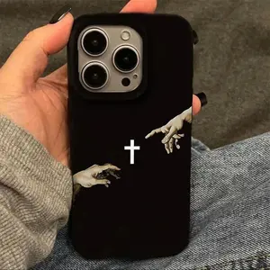 God Hand Pattern Phone Case, TPU Phone Protective Cover, Soft TPU Cover, Shockproof Cover, Shockproof Shell, Phone Accessory Compatible with iPhone 16 Pro Max & 15/12, Casing, Cellphone Protector, Protection