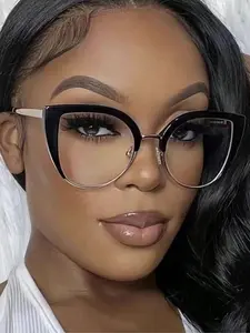 Women's Cat Eye Anti-Blue Light Glasses, Trendy Casual Glasses, Cute Lightweight Transparent Eyewear, Daily Wear Fashion Frame, All Seasons Style