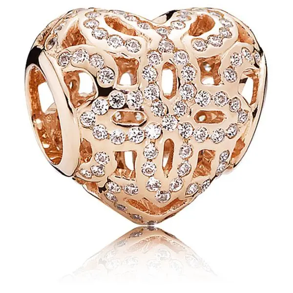 Pandora Rose Love and Appreciation Small Openwork Charm, Rose Love Symbol with Rose-Heart Detail, 780003CZ Charms & Pendants