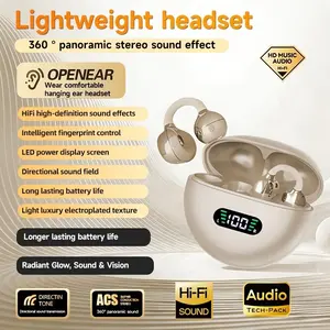 New Clip-On Sports Headphones, Clip On Earphones - Comfortable, Music Deep Bass Hanging Earbuds with TWS HIFI, ACC Stereo HD Calling, for Android & iPhone, Gaming Couples Smart Headphones, Halloween Gift, USB-C Charging, Wireless Headset Audio