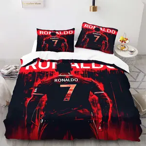 Football Theme Bedding Set, Includes 1 Duvet Cover and 1/2 Coreless Pillowcases, Number 7 Jersey Print, Sports Star Periphery, Soccer Theme Bedding Sets