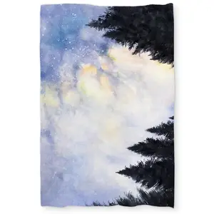 360 stand Twin Extra Long Duvet Cover - Starry Sky in Forest Theme, Blue Trees Design, Bedroom Bedding Set, Textile Bedding & Linens, Decorative Duvet Cover, Comfortable Duvet Covers, Cosmic Duvet Covers