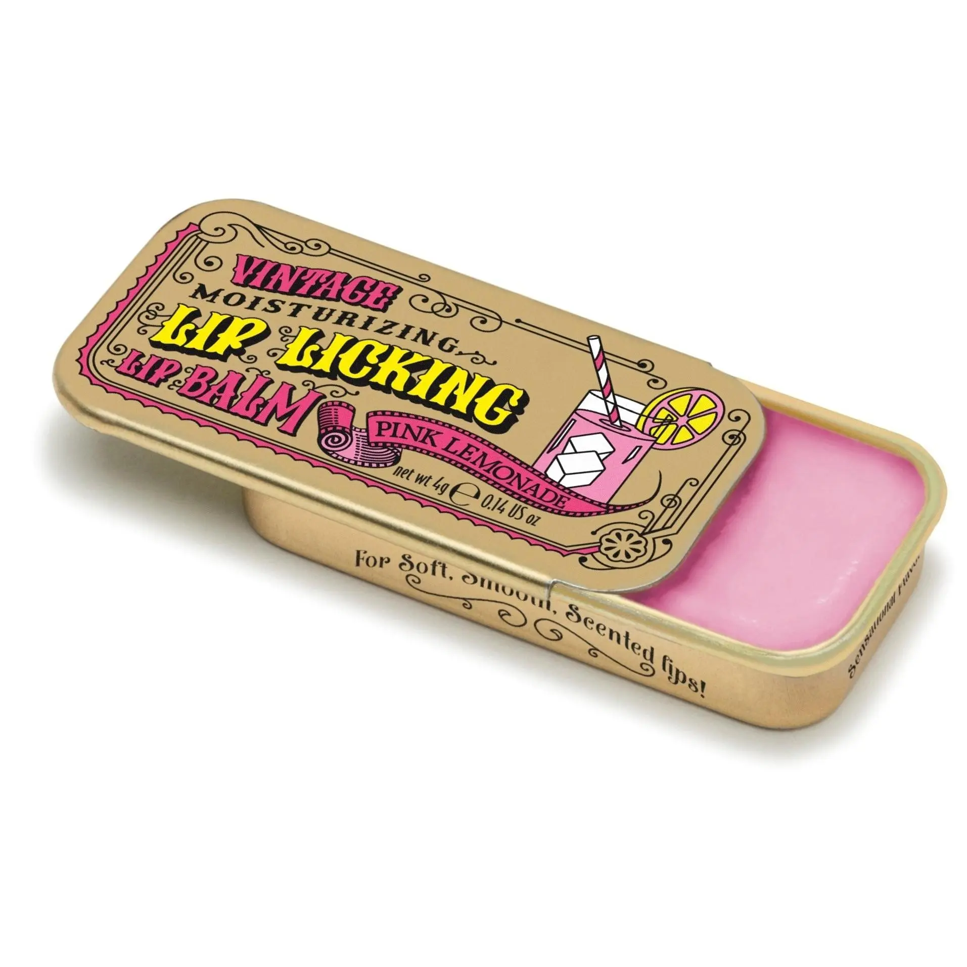 Tinte Cosmetics Moisturizing Lip Balm, Pink Lemonade Scented with Organic Shea Butter for Creamy, Silky Smooth & Glossy Lips, Gluten Free, Vintage Tin, 0.23 oz, Tinted, Shiny, Cruelty Free