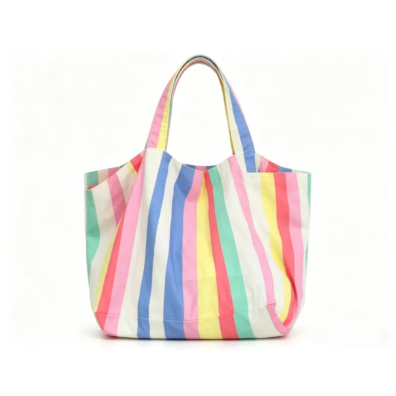 Beach tote bag - casual large capacity thin shoulder bag;2026 Summer New Dopamine Eurowind Rainbow Stripe