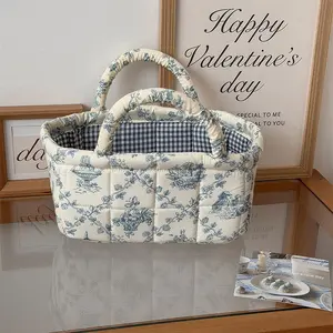 Large Capacity French Floral Laundry Basket, Lightweight Portable Storage Hamper, High Aesthetic Dirty Clothes Basket, Laundry Organizer