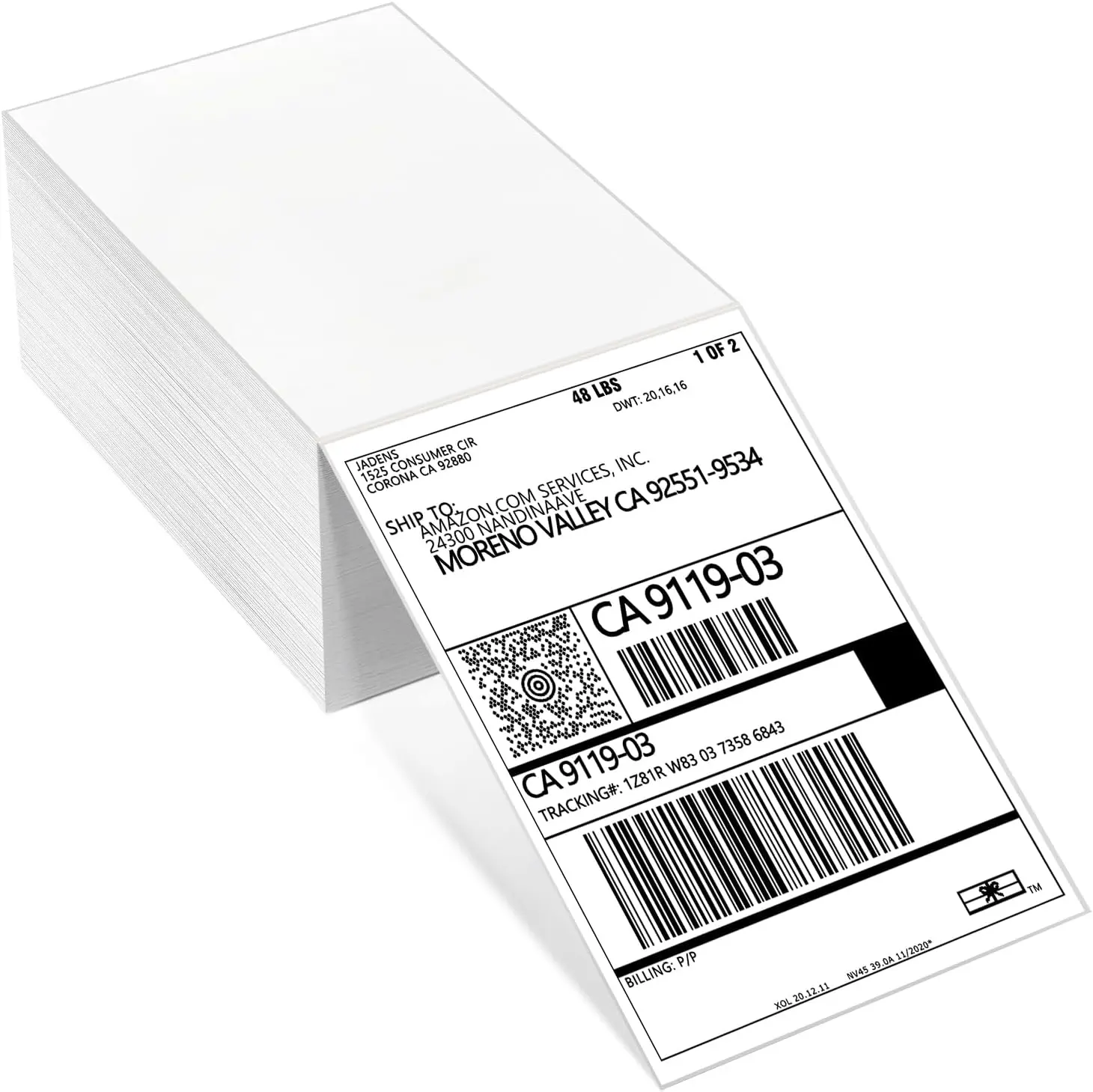Thermal Shipping Labels 4x6-500 Labels Fan-Fold, Mailing Postage Paper for Thermal Printers,  Adhesive, Jam-Free, Compatible with JADENS, Rollo, Munbyn, for Office &
