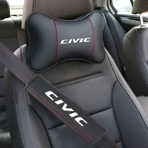 PU Leather Car Headrest Rest Cushion, Neck Pillow Seat Cover, Seat Belt Shoulder Pads, for Honda Civic, Car Accessories, Auto Accessories