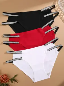 Women's Solid Cut Out Knickers, Casual Breathable Comfortable Fit Seamless Jersey Panty, Summer Wear 2024, Women's Underwear for All Seasons