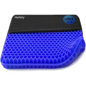 Large Gel Seat Cushion, 17x17inch Thick Egg Gel Cushion for Pressure Pain Relief, Breathable Wheelchair Cushion Chair Pads for Car Seat Office Chair (Blue)