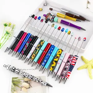 Mixed Color Plastic Bead Pen Set, 15pcs/set DIY Bead Pen, Cute Stationery for School Office Home, DIY Gift for Students