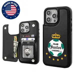 Club Santos Laguna Liga MX Aesthetic Design Pattern Casing For iphone 16 15 14 13 12 Plus Pro Max Flaunt Mobile Phone Case TPU Pu Leather Card Holder Drop Protection Shockproof Protector Vintage unique Fashion Trend Anti-scratch Stylish Smartphone Cover