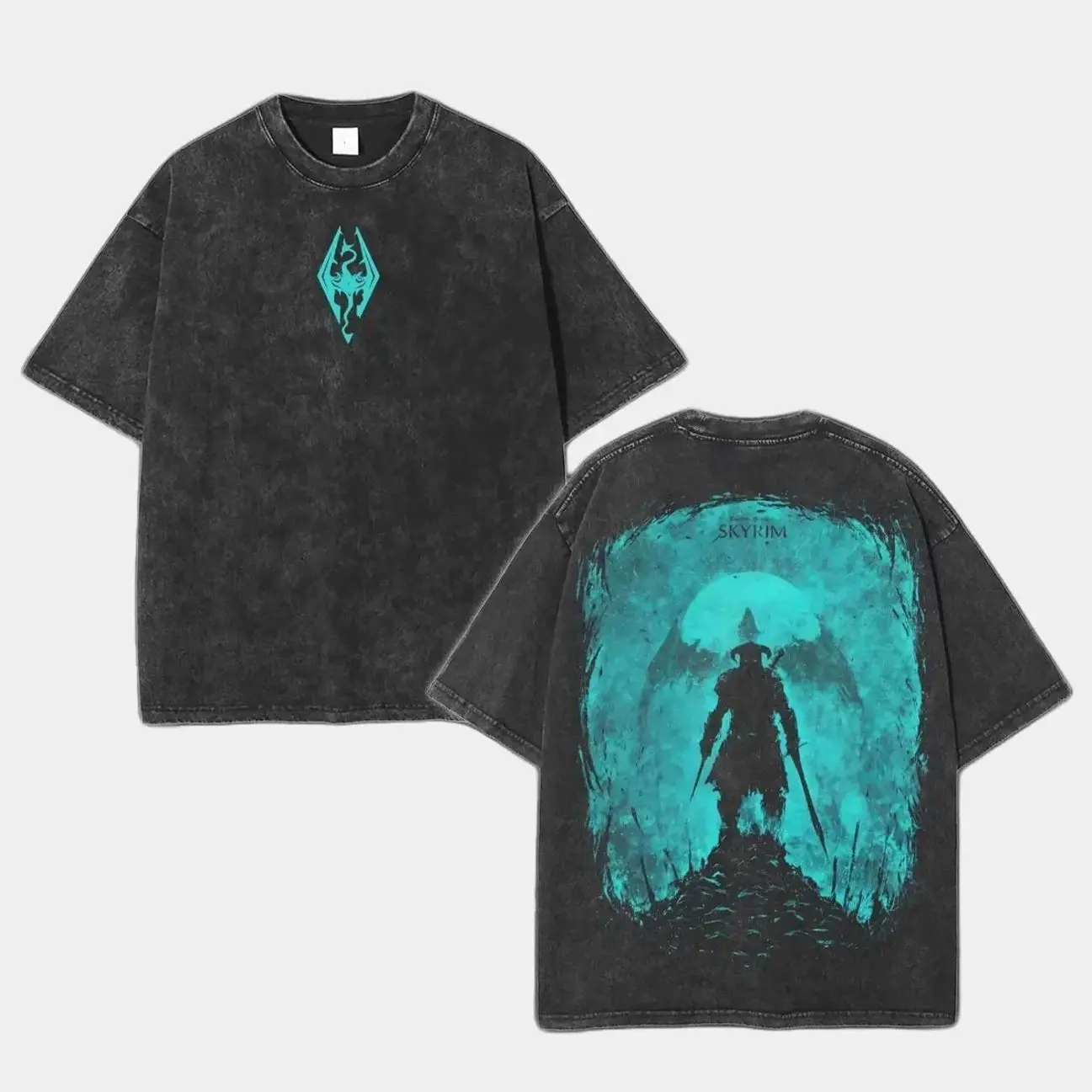 Skyrim Elder Scrolls Oblivion Vintage Washed Tee Unisex Heavyweight T-shirt for Game Fans, Graphic Tees, Casual Outfits, Men Gifts, Clothes Fabric Menswear Oversized QCX