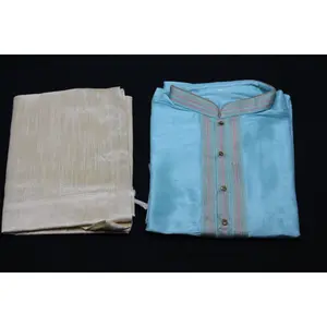 Sky Blue Colored Kurta Pyjama Set
