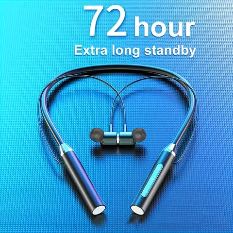 New Wireless Neckband Bluetooth In-Ear Headset - ENC Active Noise Cancelling, Noise Cancellation for Voice Calls, High-Quality Audio, Type-C Plastic Design, Media Control, for Running, Holiday Gifting (Not Water Resistant)