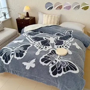 Ultra-Soft Ionized Lamb Velvet Blanket, Dual-Layer Warmth, Thickened Thermal Locking, Soft Skin-Friendly, Fashionable Pattern, Home Essential, Soft Blankets, Throw Blankets