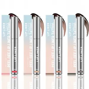 4Pcs Peel Off Lip Liner Stain, Long Lasting Waterproof LiplinerTattoo Stain, Transfer-Proof, High Pigmented ColorLipstain with Matte Finish, All-Day Stay Lipliner Makeupfor Women