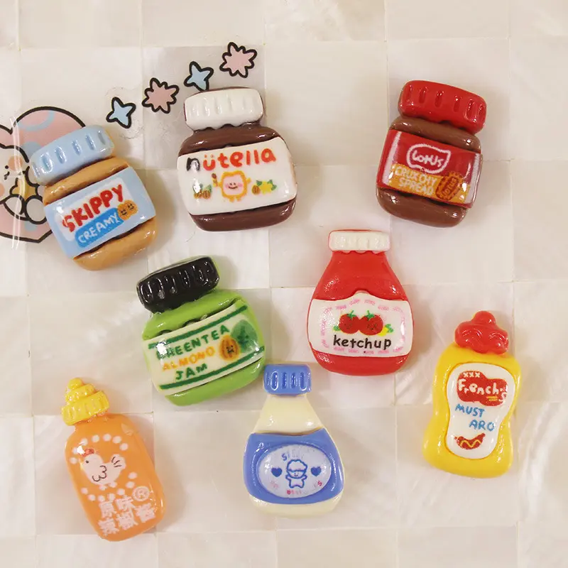Resin Accessories Wholesale Diy Accessories Handmade Materials Shoe Buckle Water Cup Stickers Cream Glue Stickers Hair Accessories Patches Ketchup Stickers Refrigerator Stickers Diy Fridge Magnet Refrigerator Magnets