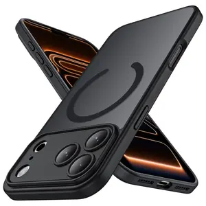 Luxury Magnetic Wireless Charging Protective Phone Case Compatible with iPhone 17 Pro Max, 17 Pro, 17, 16, 15, 14, 13, 12, 11 Pro Max Plus, Featuring A Matte Semi-Transparent Hard PC Armor for Shock Resistance and Camera Lens Protection