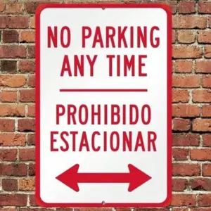 No Parking Prohibido Estacionar English Spanish Sign Metal Aluminum 8"x12",room decor，halloween decor，home decor，bathroom decor，bedroom decor，kitchen decor，wall decor，house decor， room decoration stuff，living room decor
