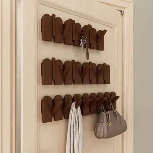 Natural Wooden Wall-Mounted Coat Rack with Piano Accordion Design, Space-Saving Vertical Storage for Entryway, Bedroom & Bathroom, Easy Assembly, Durable Multi-Functional Organizer for Coats, Hats, Bags & Accessories, Wall Mounted Hanger