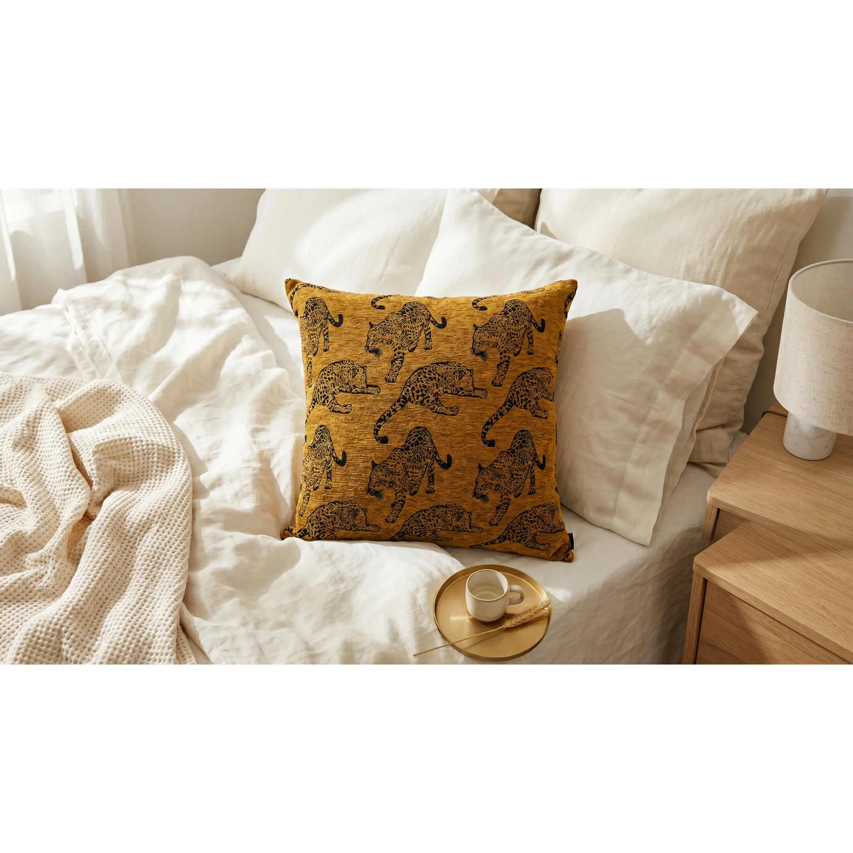 Nibo Cider Cheetah Print Pillow - 24x24in Reversible Polyester Soft Furnishing, Wild Design for Living Room & Bedding (Vacuum-Compressed)