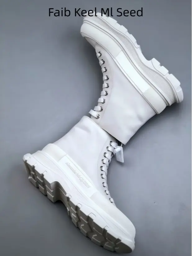 Unisex full white canvas high-top platform boots, rugged lug thick sole, minimalist chic shoes match skirts jeans for street daily dating couple outfits