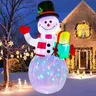 5FT Polyester Christmas Inflatable Snowman - Festive Home Decoration, 360 Rotation Colorful LED Lights, Waterproof Holiday Party Decor, Plug-In with Stakes & Ropes, Indoor/Outdoor Gift