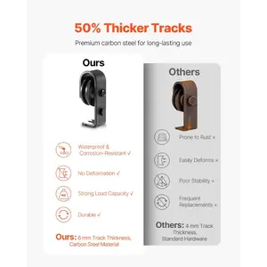 fathersdaygift VEVOR Bi-Folding Sliding Barn Door Hardware Track Kit, 64 Top Mount Track Kit, Slide Smoothly Quietly, Heavy Duty, Easy to Install, Suitable for Four 15 Closet Pantry Laundry Doors (Not Included)