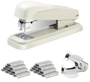 deli Stapler Set with 2000 Staples and Staple Remover, 25 Sheet Capacity, Non-Slip Office Desktop Stapler, Metal Desk Stapler for Home Office Students (White)
