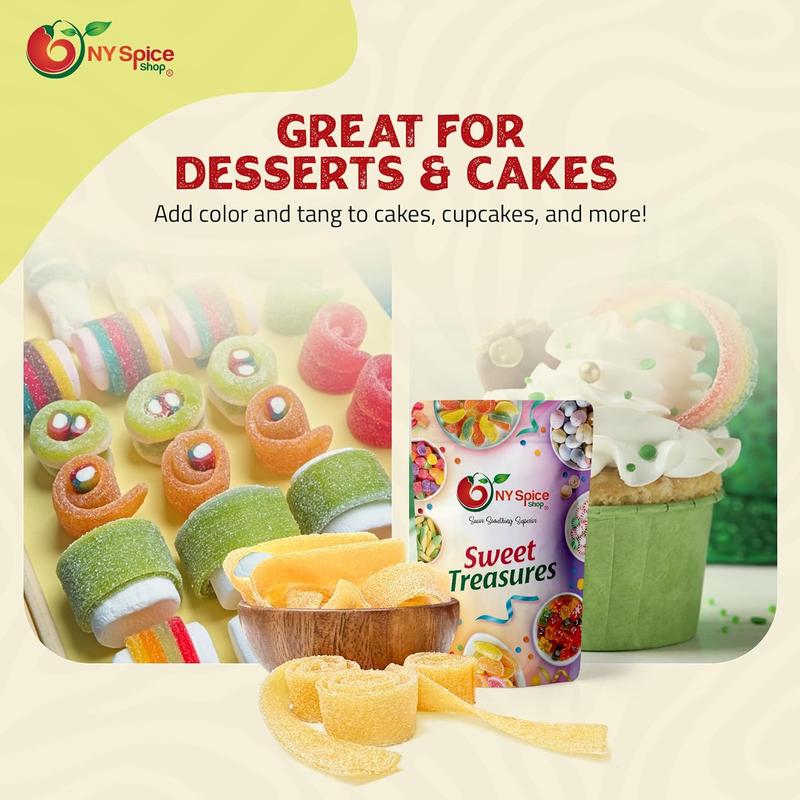 NY Spice Shop Mango Sour Belts - Tart Gummies, Chewy Rainbow Candy Ribbons, Sour Fruit Strips, and Sour Rope Treats - Sour Belts Pack Snack Sugar