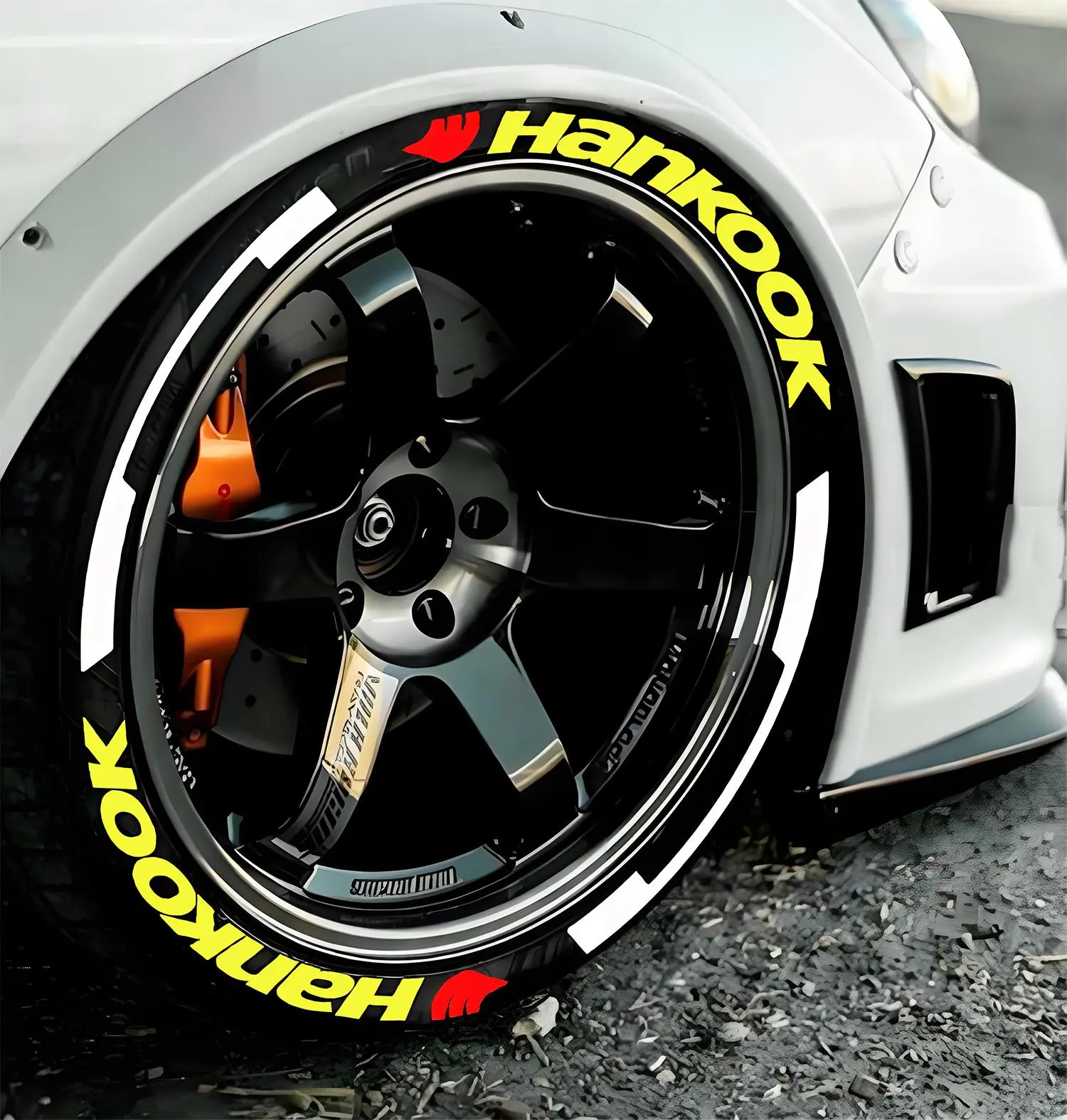 Permanent Auto Tire Wheel Stickers Lettering Car Tuning Universal 3D PVC Joined Tire Decoration Sticker for 4 tires