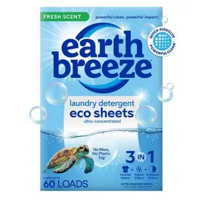 Laundry Detergent Sheets Fresh Scent - 60 Loads No Plastic Jug Concentrated Laundry Detergent 30 Sheets Household Room Pack cleaning products