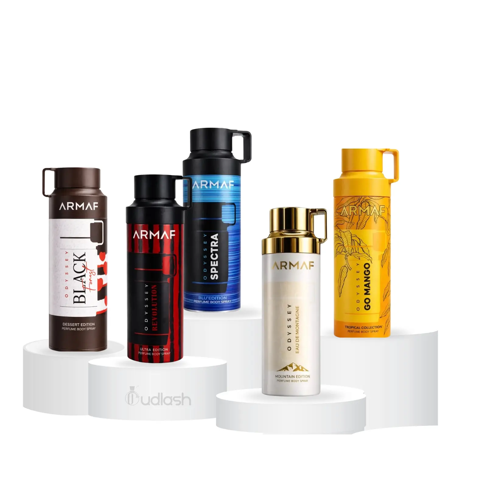 Armaf | Odyssey | Black Forest Body Spray + Revolution Body Spray + Mango Body Spray + Mountain Body Spray + Spectra Blu Edition Body Spray | Unisex Fragrance | 200 ML | Perfume Body Spray | Mango - Fruity - Sorbet