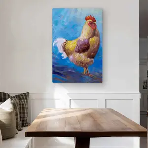 212 MAIN Vibrant Artistic Aluminium Metal Print Hanging Wall Art, 24x36 in. Rooster Photo - Farmhouse Kitchen Decor, Ideal Home Decor Gift