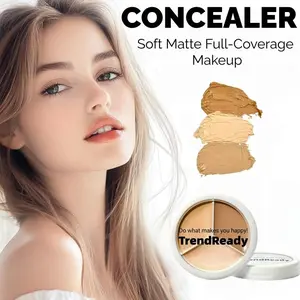 1PCS 15G Tri-Color Concealer Palette Eyeshadow Palette with Pearlescent Matte Contour Concealer for Dark Circle Coverage