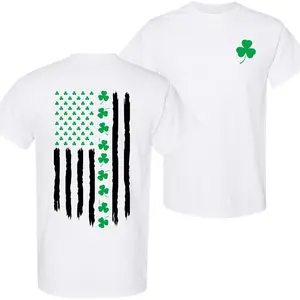 Shamrock American Flag T-shirt, Irish American Flag Shirt, St. Patrick's Day Gift, for Men and Women
