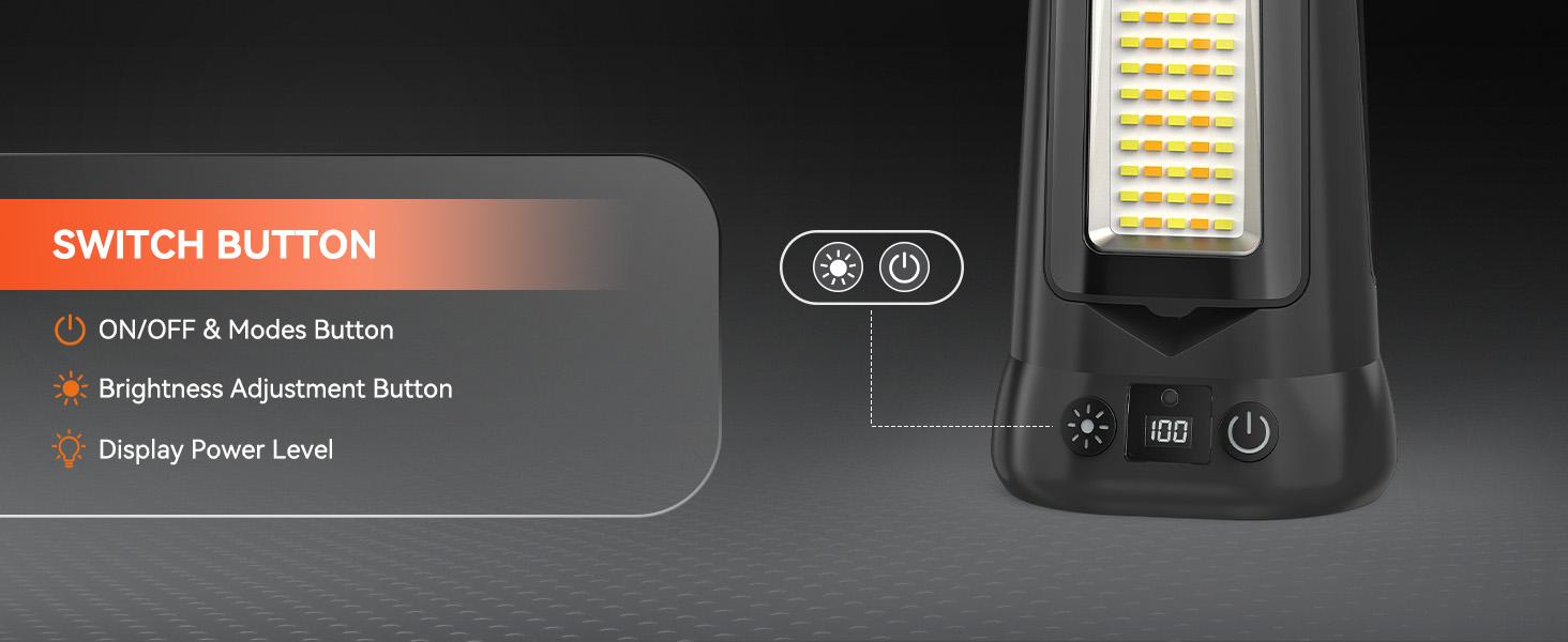 ADEWALK 15000 mAh Rechargeable Camping Light with Stand, Cordless Work Light with 3 LED Lamp Heads, 5500 Lumens Dimmable Camping Essentials Gear Emergency Flashlight with 86" Detachable Tripod